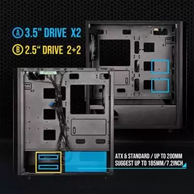 Boitier PC sans alimentation - BITFENIX Saber Mesh (Noir) - Moyen tour - Format ATX Boitier PC sans alimentation - BITFENIX Saber Mesh (Noir) - Moyen tour - Format ATX