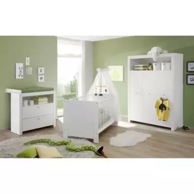 Chambre bébé Trio : Lit 70 x 140 cm + Commode a langer + Armoire OLI Chambre bébé Trio : Lit 70 x 140 cm + Commode a langer + Armoire OLI