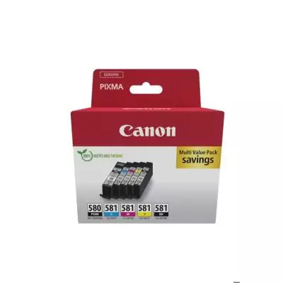 Cartouche d'encre Canon PGI-580/CLI-581 - Pack de 5 couleurs - Noir pigmenté, noir, cyan, magenta, jaune - Qualité professionnel