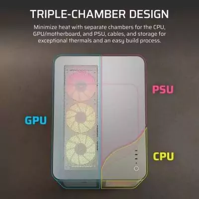 Boitier PC CORSAIR AIR 5400 RS-R ARGB Blanc - Design Mid-Tower avec Ventilateurs RGB inversés