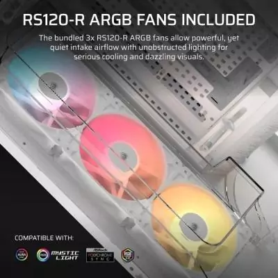 Boitier PC CORSAIR AIR 5400 RS-R ARGB Blanc - Design Mid-Tower avec Ventilateurs RGB inversés