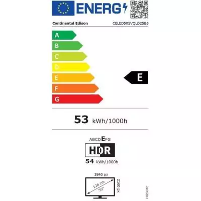 TV LED QLED - CONTINENTAL EDISON - 50“ (127 cm) - 3xHDMI - 2xUSB - Noir - CELED50SVQLD25B6