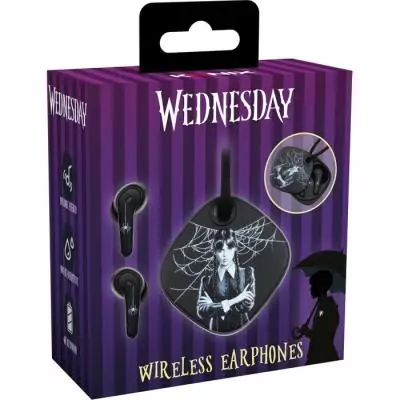 Ecouteurs - San fil - Konix - Mercredi - Smartphones et tablettes - Autonomie 6 h + 22 h boitier - Résistance IPX4 - Noir