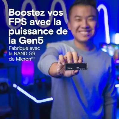 CRUCIAL - P510 - SSD interne -&nbsp;1&nbsp;To -&nbsp;PCIe&nbsp;Gen4 NVMe&nbsp;M.2 - Vitesse lecture jusqu'a 11000 Mo/s - CT1000P510SSD8