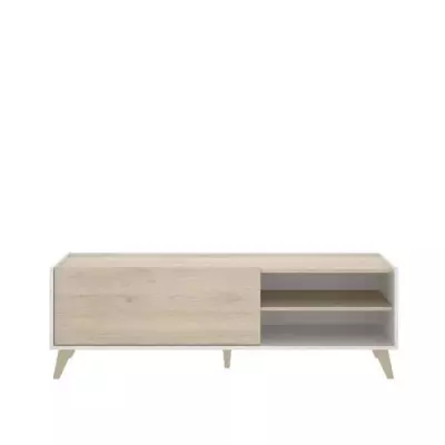Ensemble salon NESS : Meuble TV + Table basse relevable - Chene clair et blanc Ensemble salon NESS : Meuble TV + Table basse relevable - Chene clair et blanc