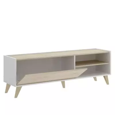 Ensemble salon NESS : Meuble TV + Table basse relevable - Chene clair et blanc Ensemble salon NESS : Meuble TV + Table basse relevable - Chene clair et blanc
