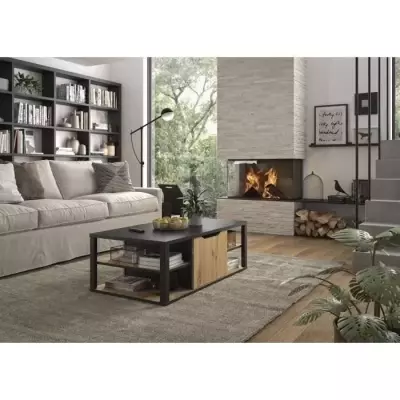 Table basse bar GAMI - Noir et chene Artisan - L110 x H38 x P60 cm Table basse bar GAMI - Noir et chene Artisan - L110 x H38 x P60 cm