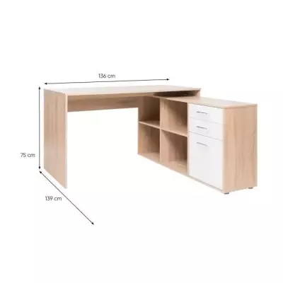 Bureau d'angle London - Style chene sonoma et blanc Bureau d'angle London - Style chene sonoma et blanc