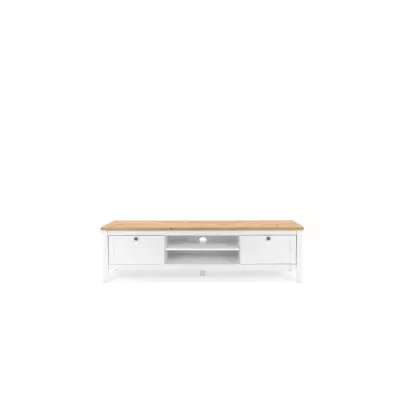 Meuble TV 2 tiroirs - Décor chene artisan et blanc - L 160 x P 45 x H Meuble TV 2 tiroirs - Décor chene artisan et blanc - L 160 x P 45 x H