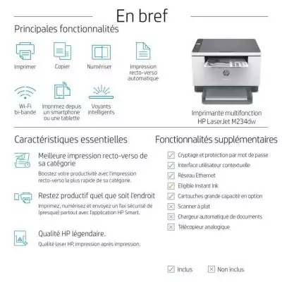 Imprimante HP Laserjet M234dw: Impression laser rapide en noir et blanc