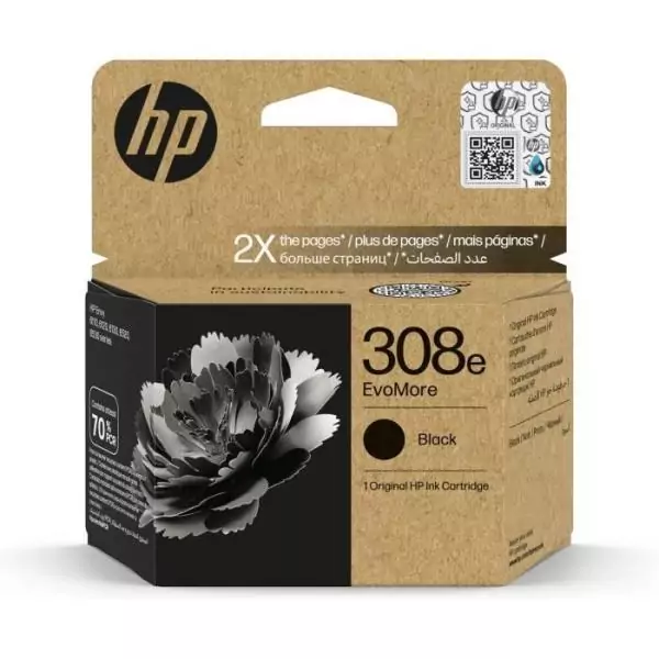 Cartouche d'encre HP 308e authentique Noir EvoMore (7FP22UE) pour HP Envy 6110, 6120, 6130, 6520, 6530