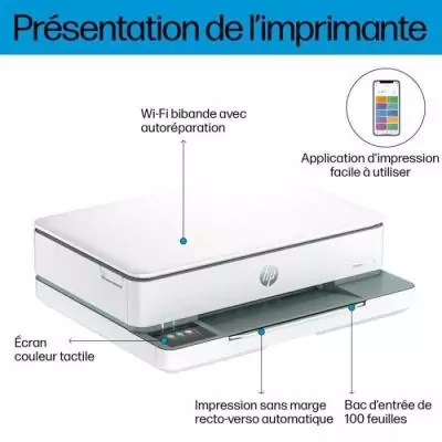 Imprimante HP Envy 6130e Jet d'encre: Couleur, Copie Scan - 3 mois Instant Ink inclus - HP+