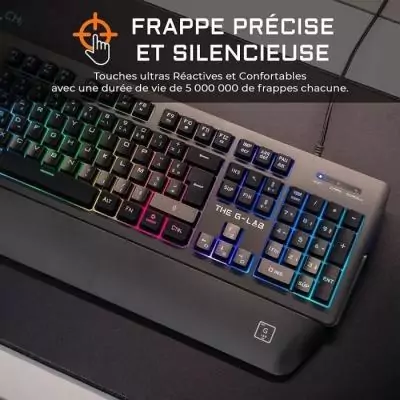 Clavier Gamer The G-Lab KEYZ PALLADIUM RGB - Repose Poignet Azerty - Noir