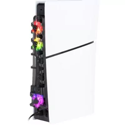 Ventilateur de refroidissement - KONIX - PS5 Slim - 21 x 68 x 40 cm - 3 vitesses - Éclairage LED RVB - Port USB 3.0 - Noir Ventilateur de refroidissement - KONIX - PS5 Slim - 21 x 68 x 40 cm - 3 vitesses - Éclairage LED RVB - Port USB 3.0 - Noir