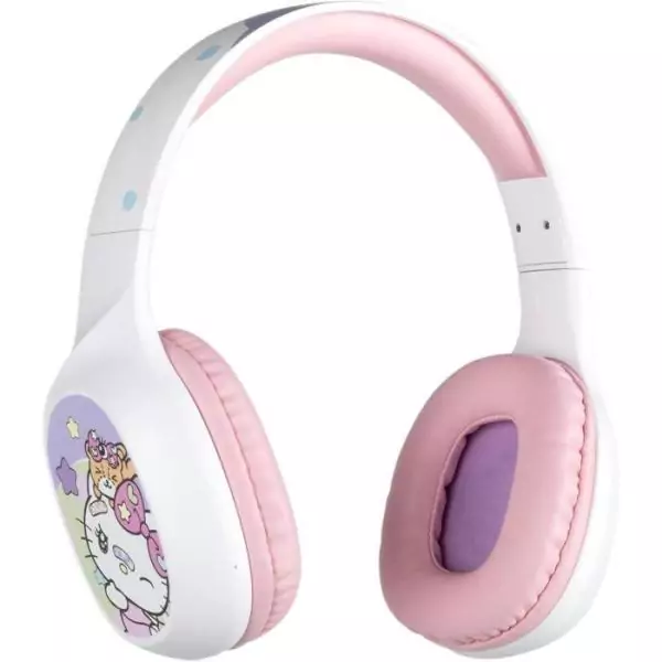Casque audio - Sans fil - Konix - Hello Kitty - Bluetooth 5.3 PC, smartphones et tablettes - Autonomie 30 h - Blanc et rose