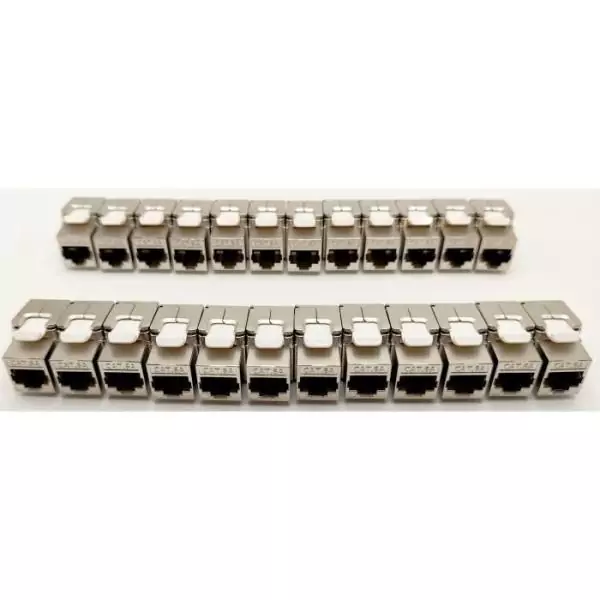 Pack de 24 noyaux keystone RJ45 Cat.6a - LINEAIRE - PR24AS24 - Court - Blindé