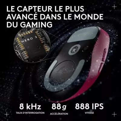 Souris Gamer Ultra Légère Logitech G Pro X Superlight 2 DEX Rose - Sans Fil