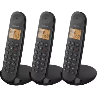 Trio de Téléphones Fixes Sans Fil - LOGICOM DECT ILOA 350 Noir - Pratique et Élégant