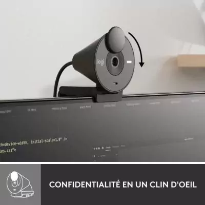 Webcam - Full HD 1080p - Logitech - Brio 300 - Microphone intégré - Graphite