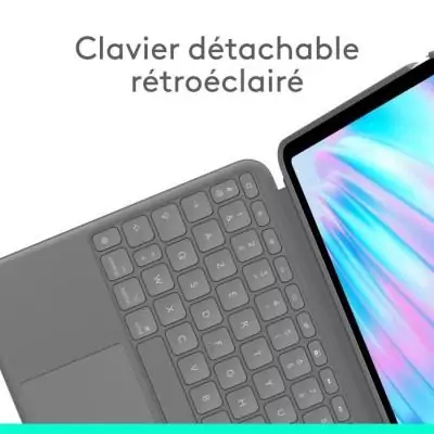 Etui clavier - Logitech - Combo Touch - QWERTY - Pour iPad Air 11 (M2 & M3) & Ipad Air (5e génération) - Gris