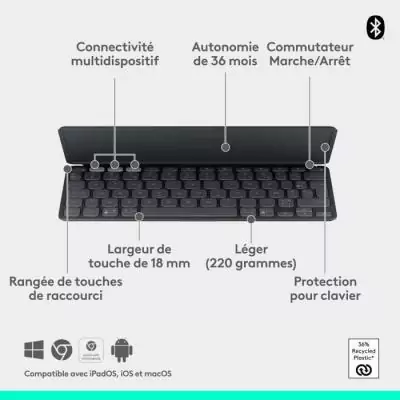Etui clavier - Logitech - Keys to go 2- AZERTY - Universel - Graphite Etui clavier - Logitech - Keys to go 2- AZERTY - Universel - Graphite