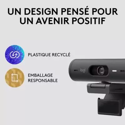 Webcam - Full HD 1080p - Logitech - Brio 500 - Microphone intégré - Graphite