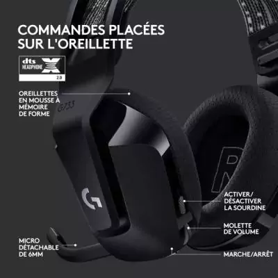 Casque gamer sans fil Logitech G733 Lightspeed - Conçu pour PS5, PS4, PC, et MAC