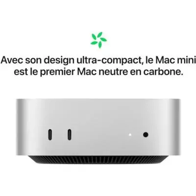 Apple - Mac mini (2024) Puce Apple M4 - RAM 24Go - Stockage 512Go SSD - CPU 10 coeurs GPU 10 coeurs - Argent