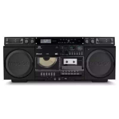 Radio CD Vintage Ghetto Blaster MEDION - DAB+ - Lecture CD/Cassette/USB/MP3 - 2x10W RMS - Noir
