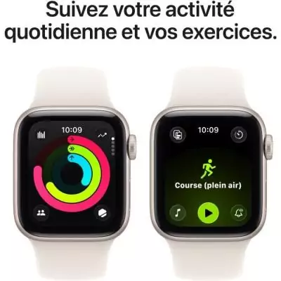 Apple Watch SE 3 GPS 40mm Starlight Aluminium - Sport Band M/L Profitez d'un boîtier en aluminium Starlight avec le bracelet Spo