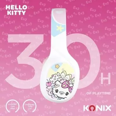 Casque audio - Sans fil - Konix - Hello Kitty - Bluetooth 5.3 PC, smartphones et tablettes - Autonomie 30 h - Blanc et rose Casque audio - Sans fil - Konix - Hello Kitty - Bluetooth 5.3 PC, smartphones et tablettes - Autonomie 30 h - Blanc et rose