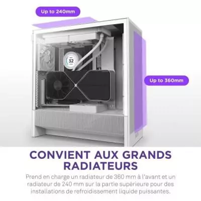 Boitier PC Compact ATX NZXT H5 Flow Blanc - CC-H52FW-01 Boitier PC Compact ATX NZXT H5 Flow Blanc - CC-H52FW-01