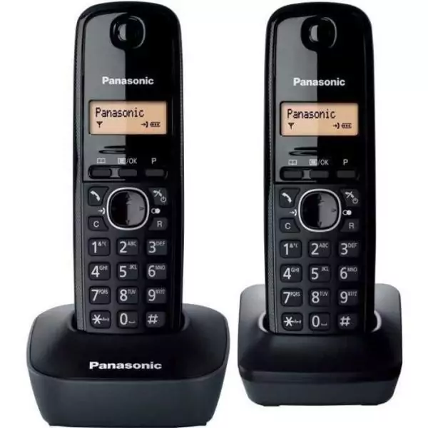 Panasonic KX-TG1612FRH | Téléphone Numérique Sans Fil, Base + 2 Combinés, ID Appelant, Batterie Longue Durée, LCD, Rappel