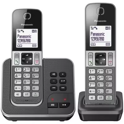 Panasonic KX-TGD322FRG Téléphone sans Fil Répondeur Numérique, Base et 2 Combinés, Mains Libres, Identification de l'Appela