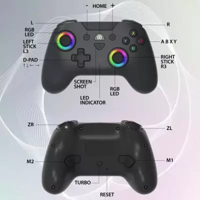 Manette sans fil - SUBSONIC - Switch 2 / Switch - LEDs programmables - Vibrations - Gyroscope - Noire Manette sans fil - SUBSONIC - Switch 2 / Switch - LEDs programmables - Vibrations - Gyroscope - Noire