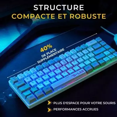 Pack 2 en 1 - THE G-LAB - Combo Hydrogen Blanc/Gris Combo Clavier AZERTY et Souris - Style Épuré Pack 2 en 1 - THE G-LAB - Combo Hydrogen Blanc/Gris Combo Clavier AZERTY et Souris - Style Épuré
