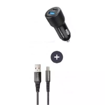 Pack THOMSON 2 en 1 avec chargeur de voiture 60 W et câble USB-A / USB-C 3A de charge et données de 1,50m