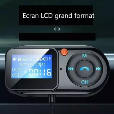 Transmetteur FM Bluetooth- THOMSON - 12/24V - Avec écran déporté - Câble spirale 1m - Avec fonction voltmetre et lecteur car Transmetteur FM Bluetooth- THOMSON - 12/24V - Avec écran déporté - Câble spirale 1m - Avec fonction voltmetre et lecteur car