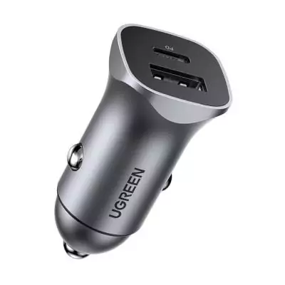 Chargeur voiture - UGREEN - 1 USB-C + 1 USB-A - 30W - Gris Chargeur voiture - UGREEN - 1 USB-C + 1 USB-A - 30W - Gris