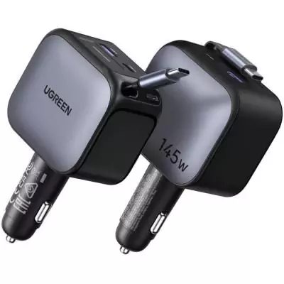 Chargeur voiture puissant UGREEN 145W avec câble rétractable