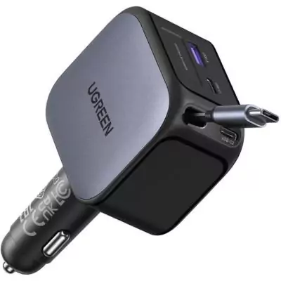 Chargeur voiture puissant UGREEN 145W avec câble rétractable