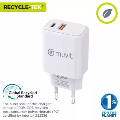 Chargeur mural Muvit for Change Blanc 18 W 20 W Chargeur mural Muvit for Change Blanc 18 W 20 W