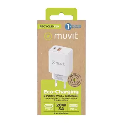 Chargeur mural Muvit for Change Blanc 18 W 20 W Chargeur mural Muvit for Change Blanc 18 W 20 W