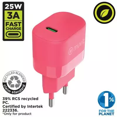 Chargeur mural Muvit for Change Magenta 25 W Chargeur mural Muvit for Change Magenta 25 W