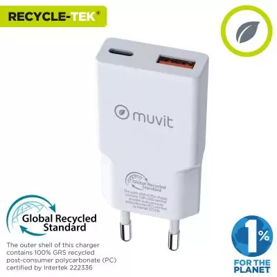 Chargeur mural Muvit for Change HC-263 Blanc 18 W 30 W Chargeur mural Muvit for Change HC-263 Blanc 18 W 30 W