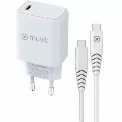 Chargeur Mural Câble USB-C Muvit Blanc 20 W
