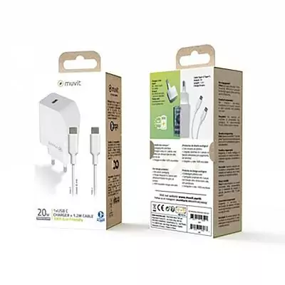 Chargeur Mural Câble USB-C Muvit Blanc 20 W