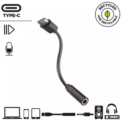 Adaptateur USB-C vers Jack 3.5 mm Muvit for Change JDS-C35 Noir - Connecteur audio pratique