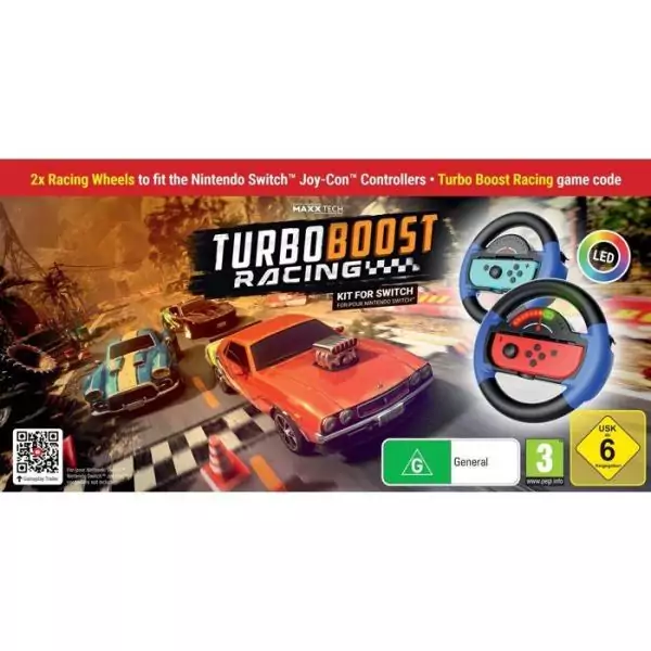Turbo Booster Racing - Kit (volants + jeu) - Jeu Nintendo Switch - Code in a Box