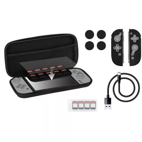 Pack d'accessoires gaming - KONIX - Nintendo Switch 2 - Housse - 4 appuie-pouces - Verre trempé - Boîtier 9 jeux - Écouteurs